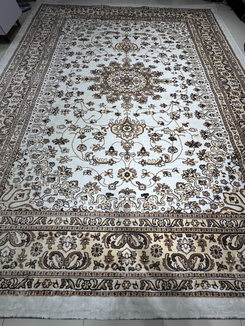 Ottoman Ivory Majesty – Premium Turkish Living Room Carpet 9×12 ft | Classic Persian-Style Luxury Rug | 14mm Super Soft Thick Turkish Carpet for Drawing Room & Master Bedroom - Image 4