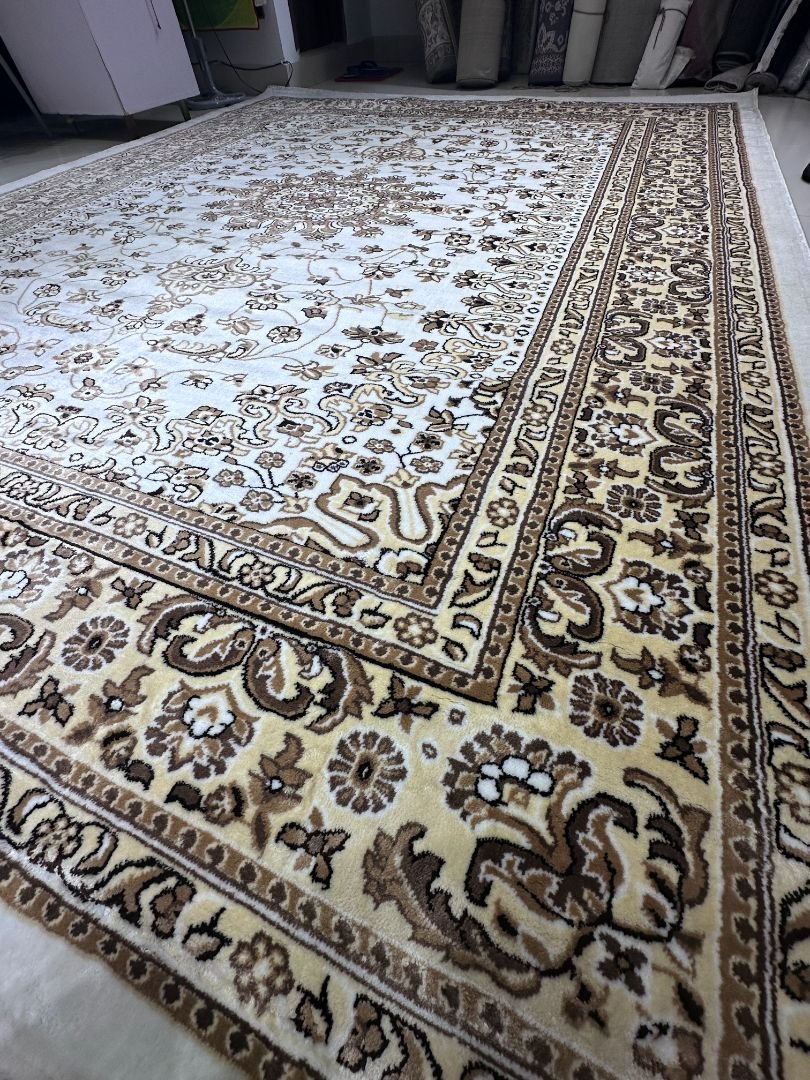 Ottoman Ivory Majesty – Premium Turkish Living Room Carpet 9×12 ft | Classic Persian-Style Luxury Rug | 14mm Super Soft Thick Turkish Carpet for Drawing Room & Master Bedroom - Image 5