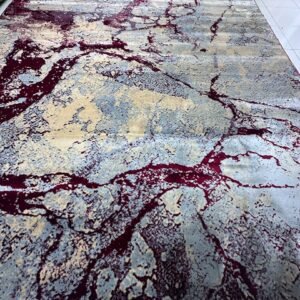 Crimson Marble Flow – Modern Living Room Carpet 9×12 ft | Heavy 14mm Soft Luxury Rug | Abstract Designer Carpet for Large Spaces