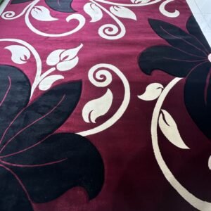 Delight Crimson Bloom – Premium Turkish Living Room Carpet 9×12 ft | Super Heavy 16mm Soft Luxury Rug | Modern Floral Designer Carpet