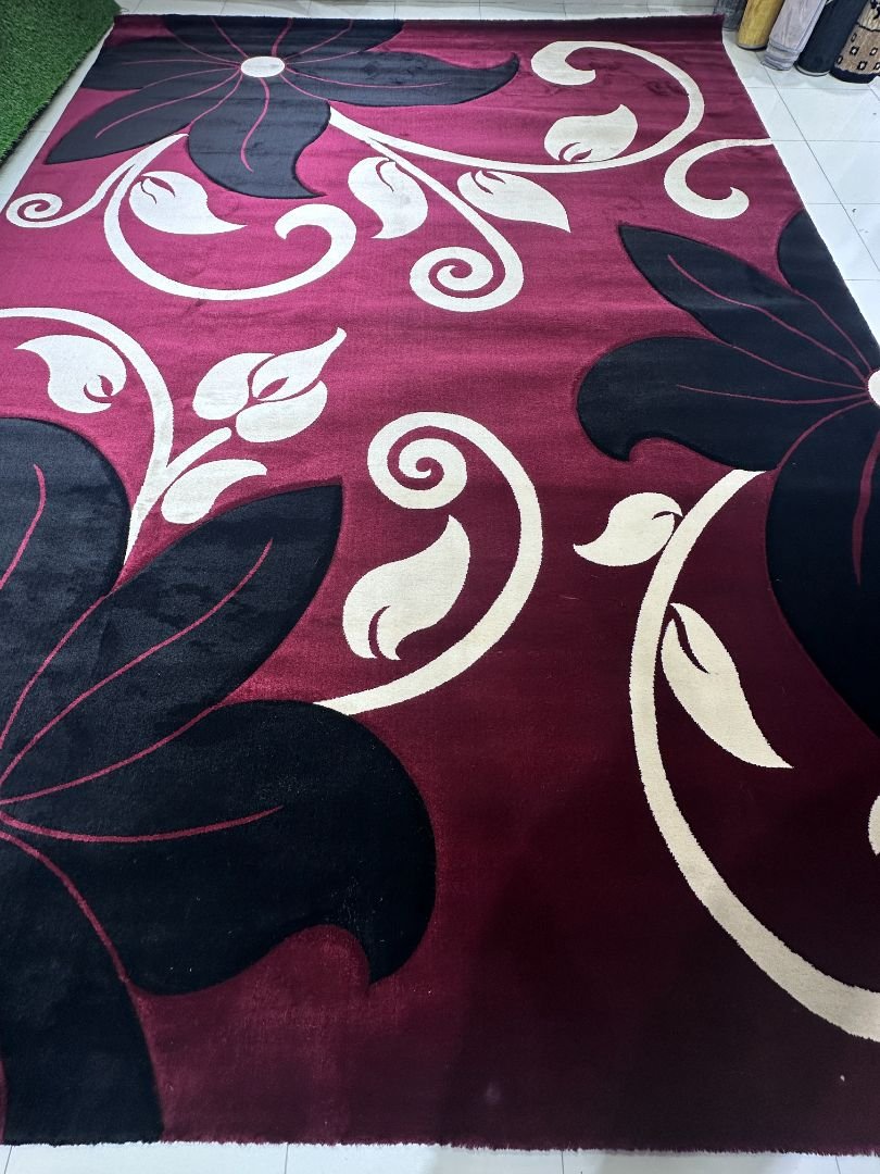 Delight Crimson Bloom – Premium Turkish Living Room Carpet 9×12 ft | Super Heavy 16mm Soft Luxury Rug | Modern Floral Designer Carpet