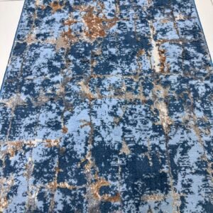 Azure Mosaic – Premium Turkish Living Room Carpet 2×3 ft | Modern Abstract Blue Luxury Rug for Sofa Area & Bedroom