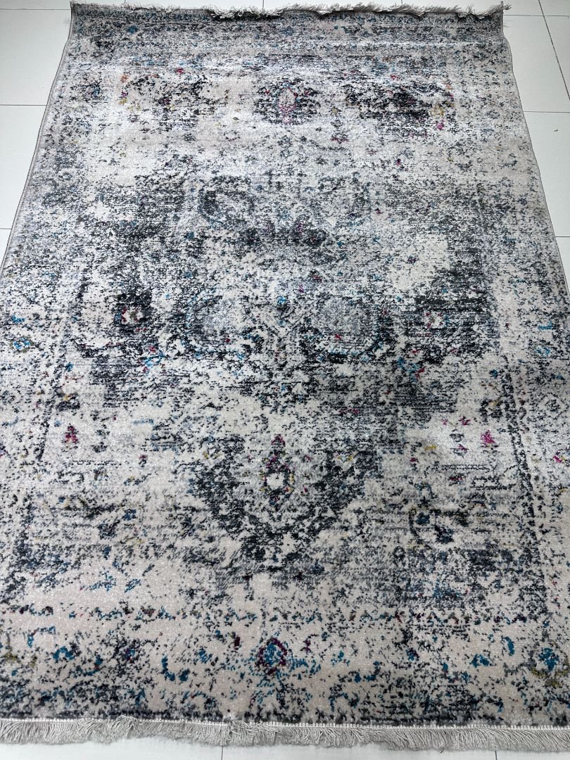 Juno Mist Vintage – Modern Soft Living Room Carpet 3.11 × 5.7 ft | Ivory Grey Polypropylene Rug | Elegant Distressed Designer Carpet for Bedroom & Sofa Area