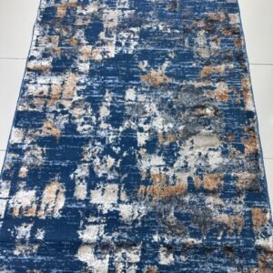 Midnight Rust Canvas – Premium Turkish 3D Shiny Living Room Carpet 3 × 5 ft | Deep Blue Abstract Luxury Rug | Soft Designer Carpet for Bedroom & Sofa Area