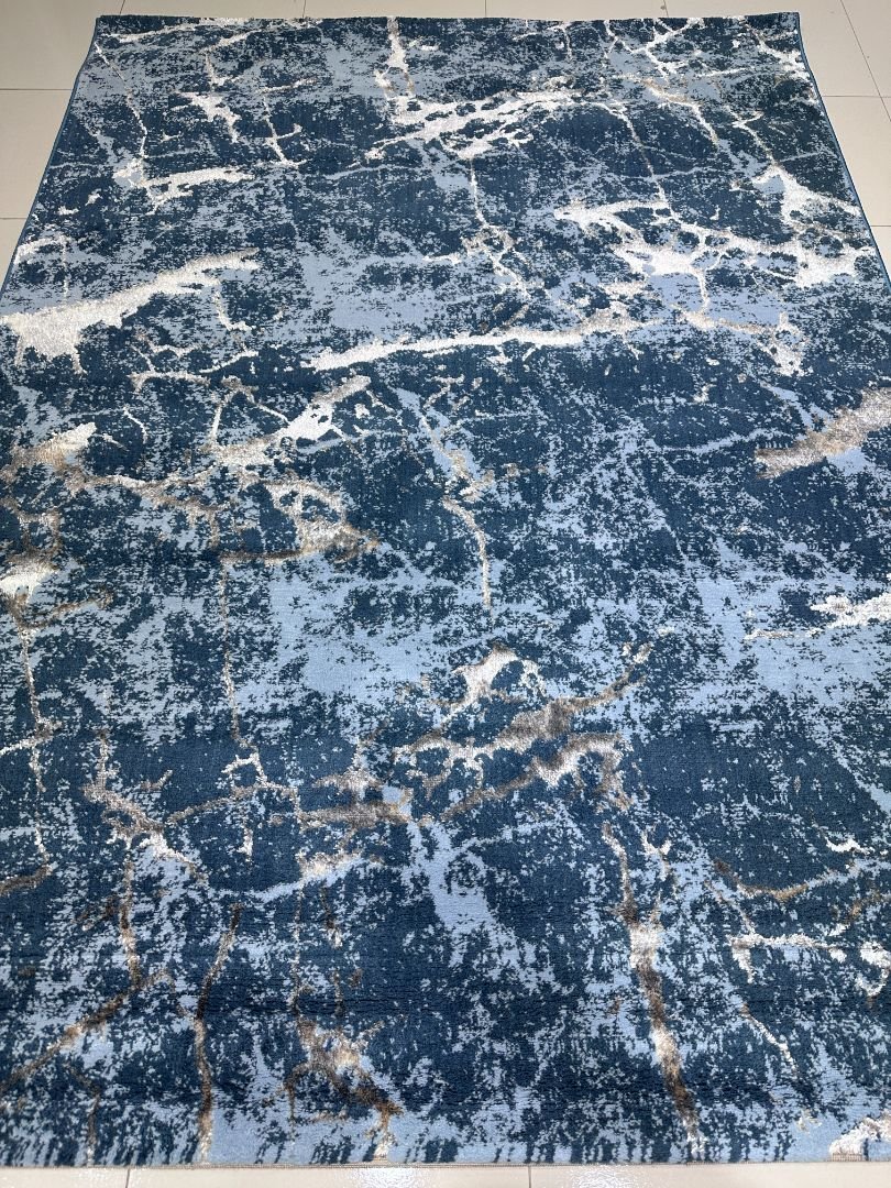 Royal Azure Marble – Premium Turkish 3D Shiny Living Room Carpet 4.9 × 6.9 ft | Deep Blue Abstract Luxury Rug | Soft Designer Carpet for Bedroom & Lounge - Image 3