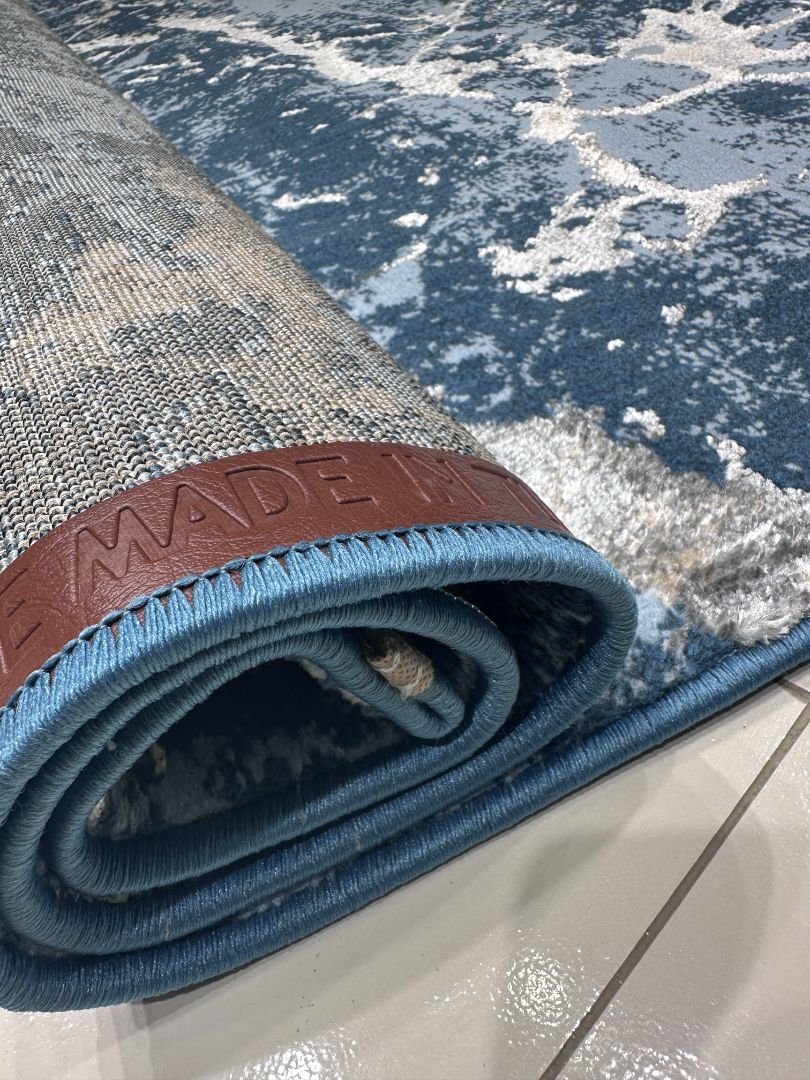 Royal Azure Marble – Premium Turkish 3D Shiny Living Room Carpet 4.9 × 6.9 ft | Deep Blue Abstract Luxury Rug | Soft Designer Carpet for Bedroom & Lounge - Image 5