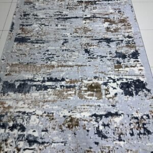 Golden Mist Aura – Premium Turkish Shiny Living Room Carpet 3.9 × 5.9 ft | Light Gray Abstract Luxury Rug with Fringe | Soft Designer Carpet for Bedroom & Sofa Area