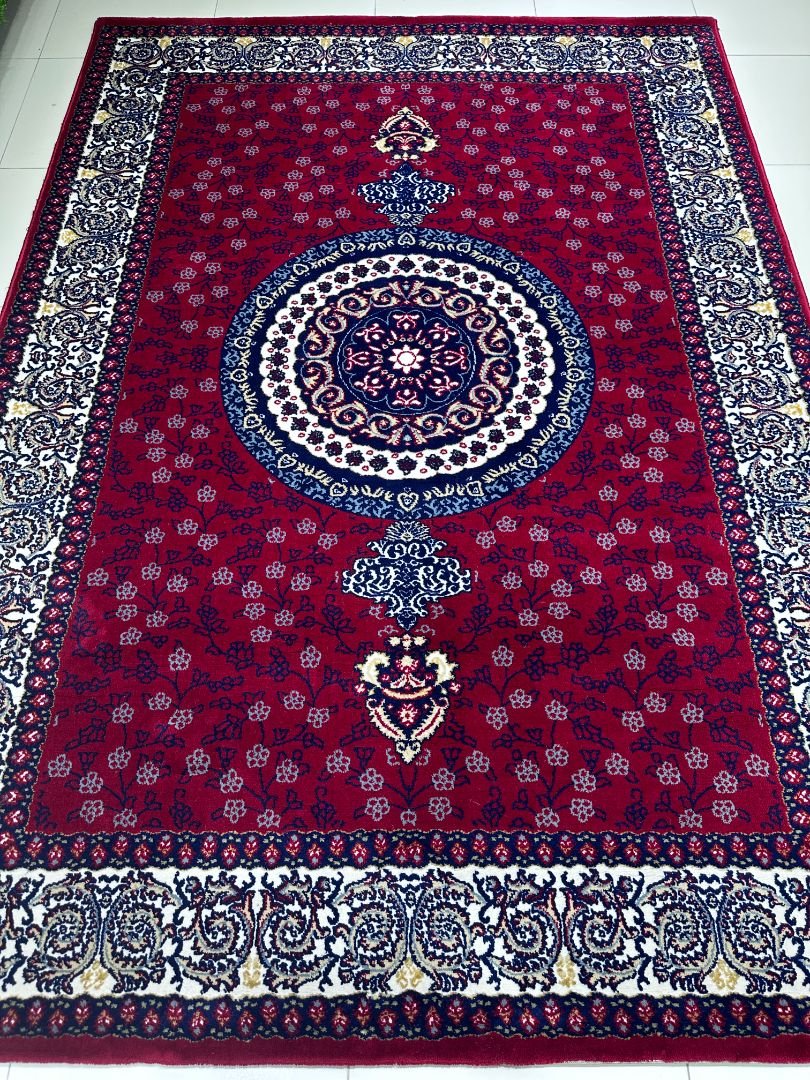 Persian Ruby Medallion – Premium Classic Carpet 5 × 7 ft | Ultra Soft 14mm Heavyweight Luxury Rug | Persian-Inspired Elegant Living Room Carpet