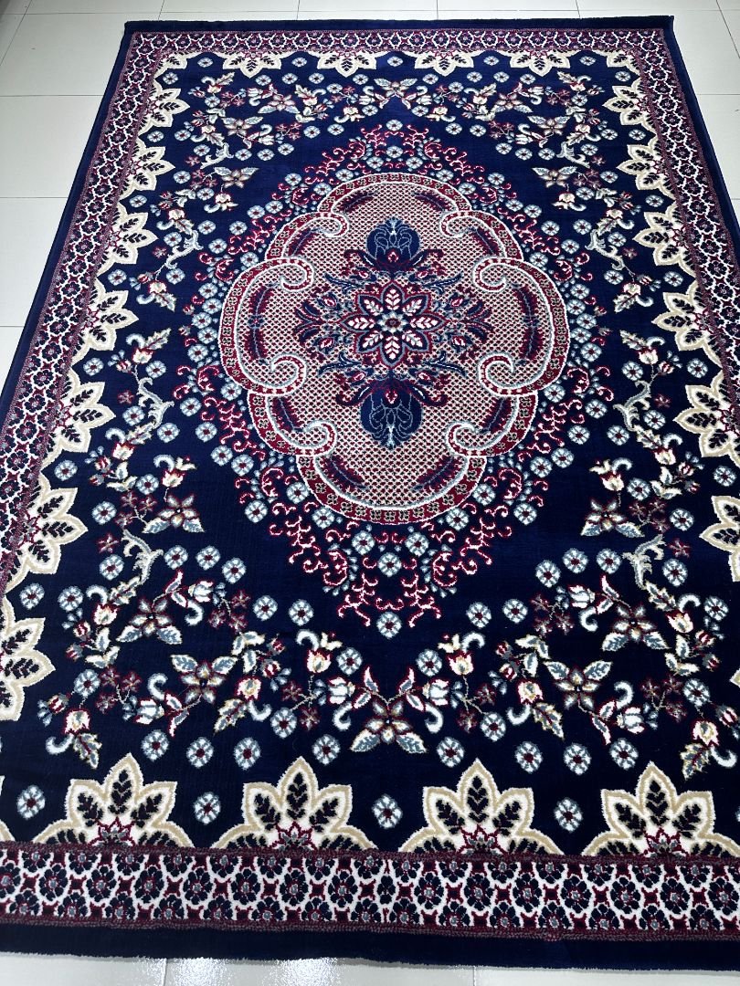 Sultan Navy Medallion – Premium Classic Carpet 5 × 7 ft | Soft 14mm Heavyweight Luxury Rug | Persian-Inspired Elegant Living Room Carpet