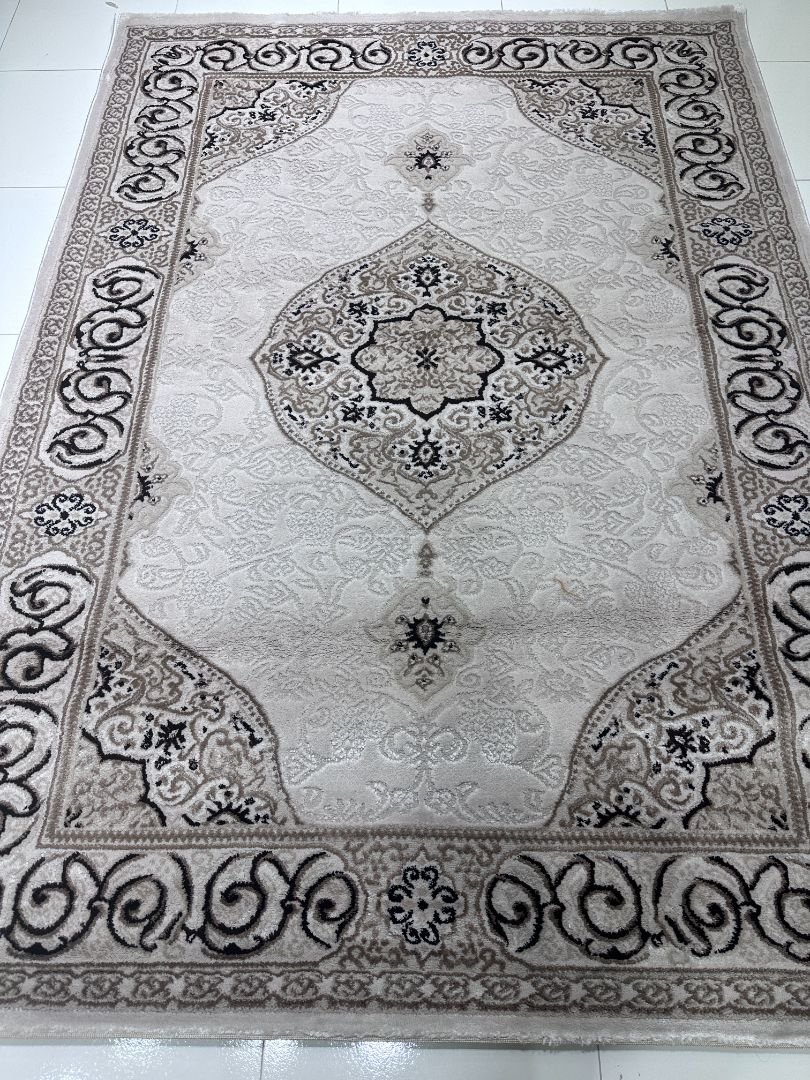 Topkapi Ivory Palace – Premium Turkish Classic Carpet 5 × 7 ft | Elegant Beige Medallion Luxury Rug | Soft Traditional Living Room Carpet