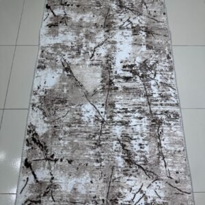 Marble Drift Beige – Turkish Modern Runner Rug 2.5 × 5 ft | Anti-Slip Lightweight Polypropylene Carpet | Elegant Hallway & Bedside Rug