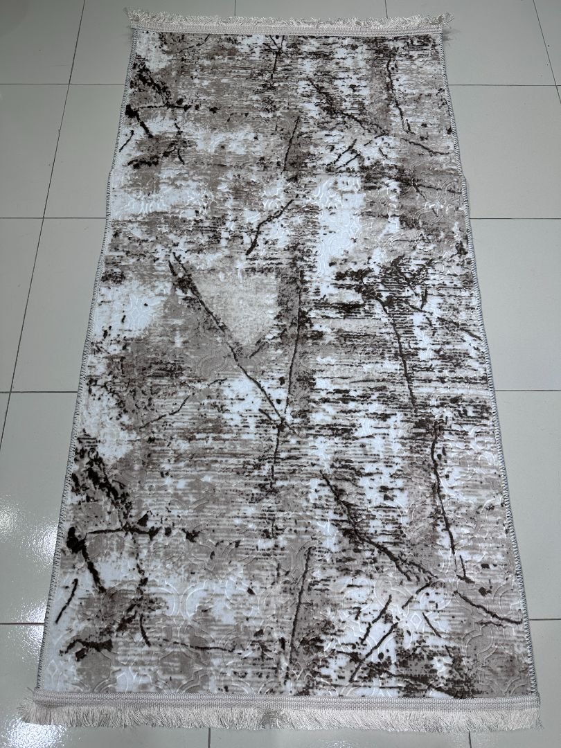 Marble Drift Beige – Turkish Modern Runner Rug 2.5 × 5 ft | Anti-Slip Lightweight Polypropylene Carpet | Elegant Hallway & Bedside Rug