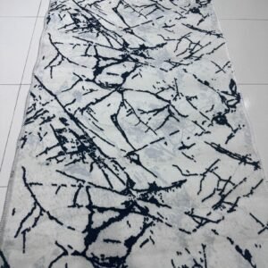 Modern Marble Abstract Runner Rug – Turkish 2.5 × 5 ft Lightweight Carpet | Anti-Slip Backing | Polypropylene Hallway Rug
