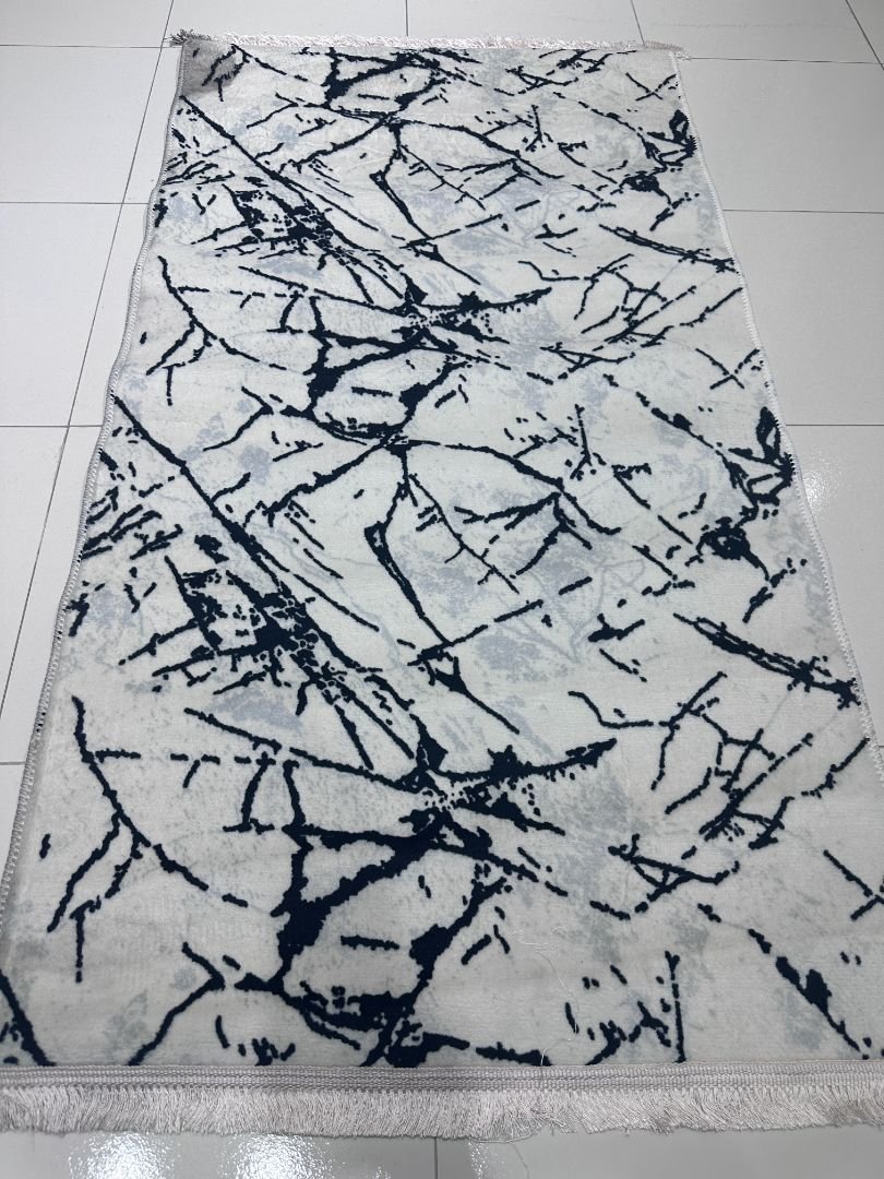 Modern Marble Abstract Runner Rug – Turkish 2.5 × 5 ft Lightweight Carpet | Anti-Slip Backing | Polypropylene Hallway Rug