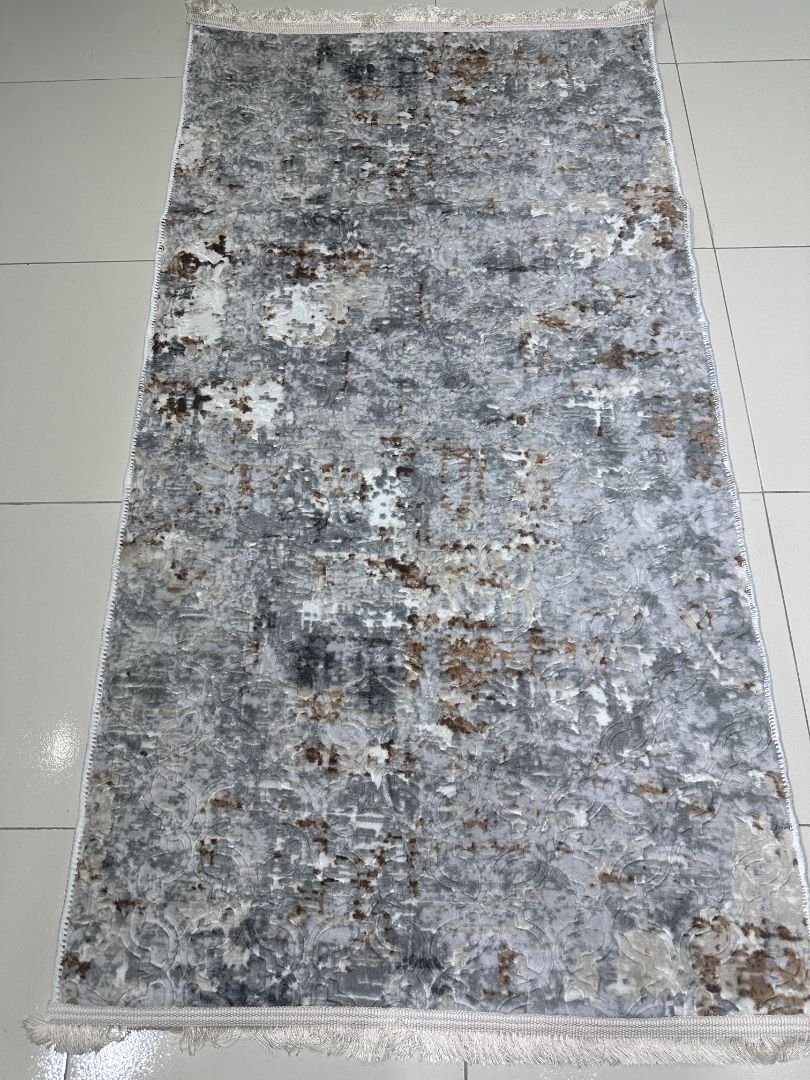 Vintage Marble Grey Runner Rug – Turkish 2.5 × 5 ft Lightweight Carpet | Anti-Slip Polypropylene Hallway Rug