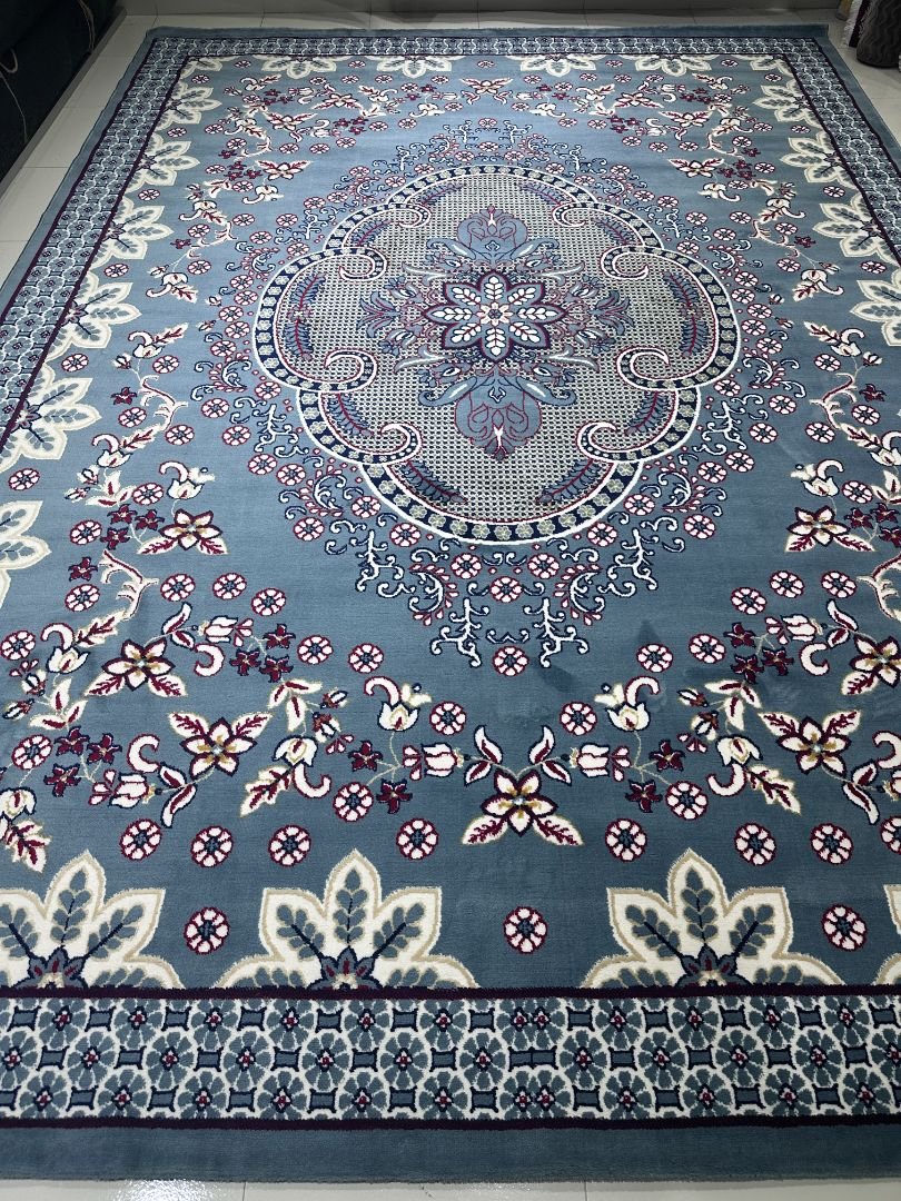 Royal Isfahan Sky Blue Carpet 8 × 11 ft – Heavy 15mm Thick Premium Rug | Bangladesh Made | Persian Medallion Inspired Luxury Carpet