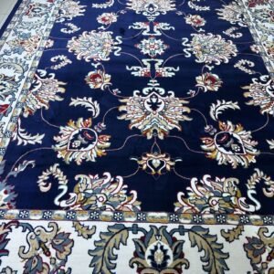 Royal Navy Floral Luxury Carpet 8 × 11 ft – Heavy Thick Polyester Rug | Bangladesh Made Classic Persian-Inspired Carpet