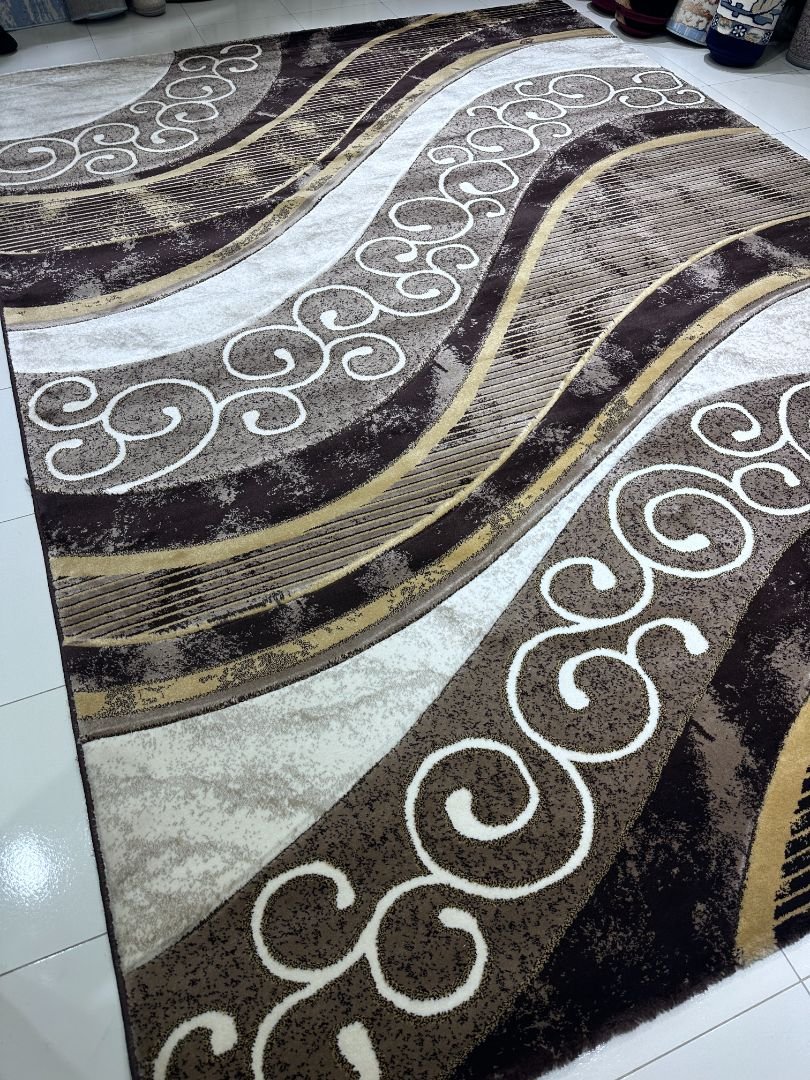 Topkapi Modern Wave Luxury Carpet 8 × 11 ft – Turkish Premium Heavy Rug | Elegant Brown & Gold Abstract Design - Image 4