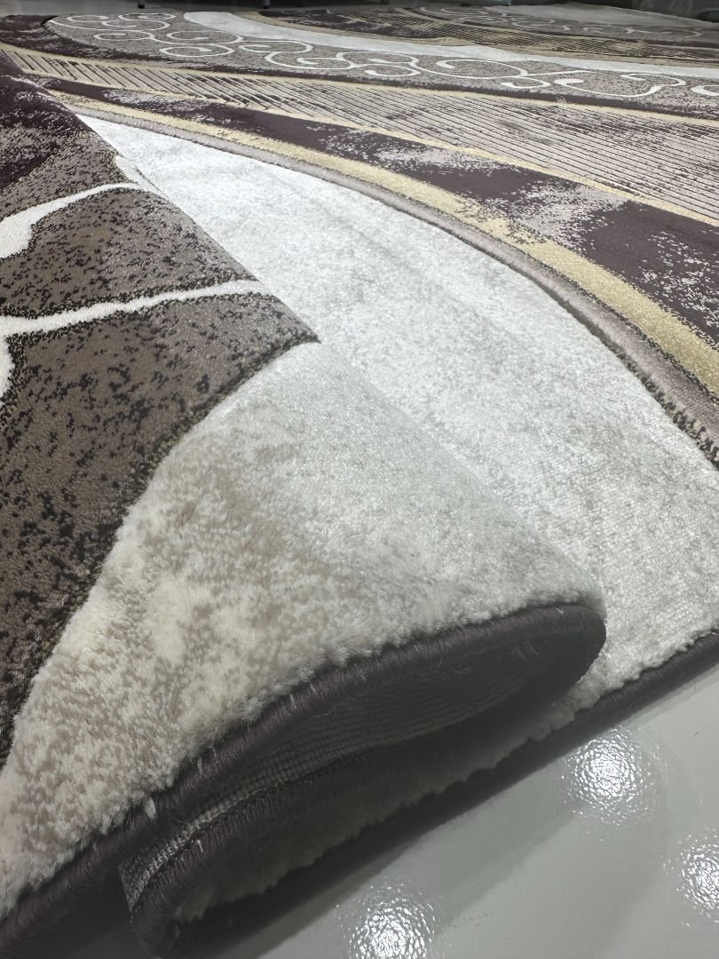 Topkapi Modern Wave Luxury Carpet 8 × 11 ft – Turkish Premium Heavy Rug | Elegant Brown & Gold Abstract Design - Image 5