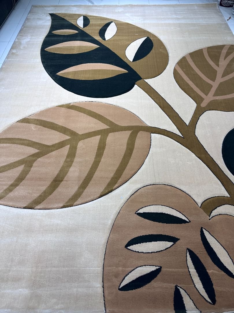 Crystal Leaf Modern Turkish Carpet 8 × 11 ft – Luxury Botanical Design Rug | Heavy Premium Living Room Carpet