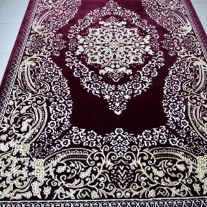 Persian Royal Ruby Turkish Carpet 6 × 9 ft – Classic Medallion Luxury Rug | Elegant Red Traditional Carpet