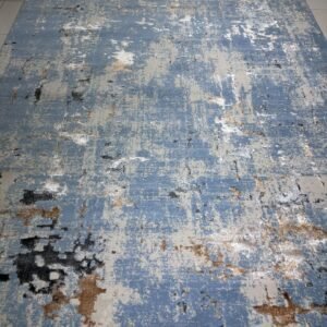 Turkish 3D Shinny Luxury Carpet – Light Blue Abstract Modern Rug (6.6 × 9.8 ft) | Premium Shiny Texture | Imported Designer Carpet for Living Room