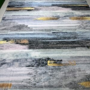 Modern Abstract Luxury Carpet – Soft Plush Grey & Gold Designer Rug (6.6 × 9.8 ft) | Premium Comfort | Contemporary Living Room Carpet