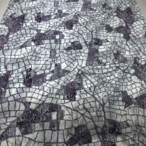 Modern Mosaic Abstract Carpet – Grey & Purple Designer Rug (6.5 × 9.5 ft) | Lightweight Polypropylene | Anti-Slip Backing | Contemporary Living Room Carpet