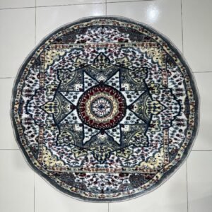 CIRASTA Classic Multi-Tone Round Turkish Rug – 3.3 × 3.3 ft Silk Touch Star Medallion Carpet