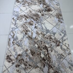 Modern Turkish Runner Rug – 2.5×5 ft | Lightweight Anti-Slip Carpet | Elegant Marble Pattern Floor Runner