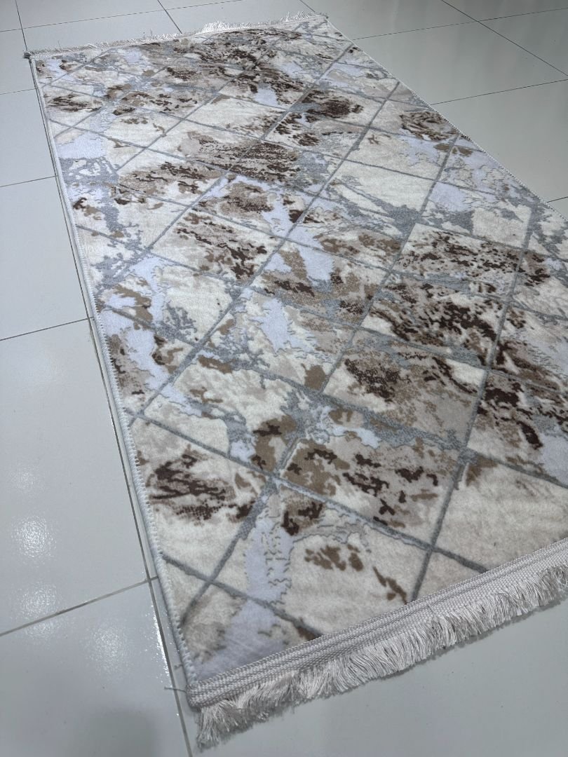 Modern Turkish Runner Rug – 2.5×5 ft | Lightweight Anti-Slip Carpet | Elegant Marble Pattern Floor Runner - Image 2