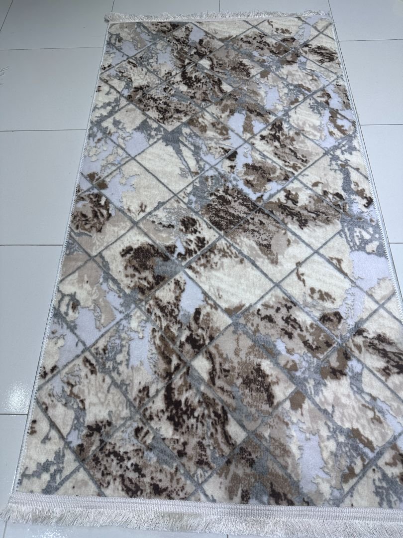 Modern Turkish Runner Rug – 2.5×5 ft | Lightweight Anti-Slip Carpet | Elegant Marble Pattern Floor Runner - Image 3