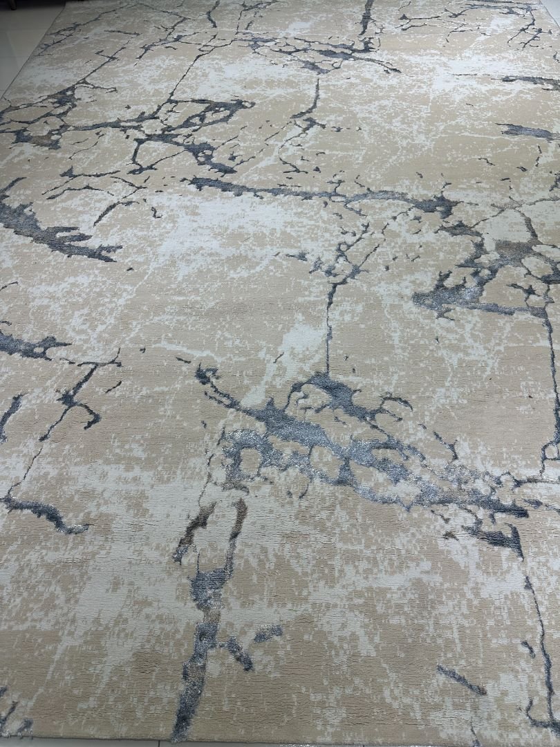 Luxury Marble Texture Shiny Carpet – 10×13 ft | Modern Plush Statement Rug | Premium Beige Contemporary Carpet