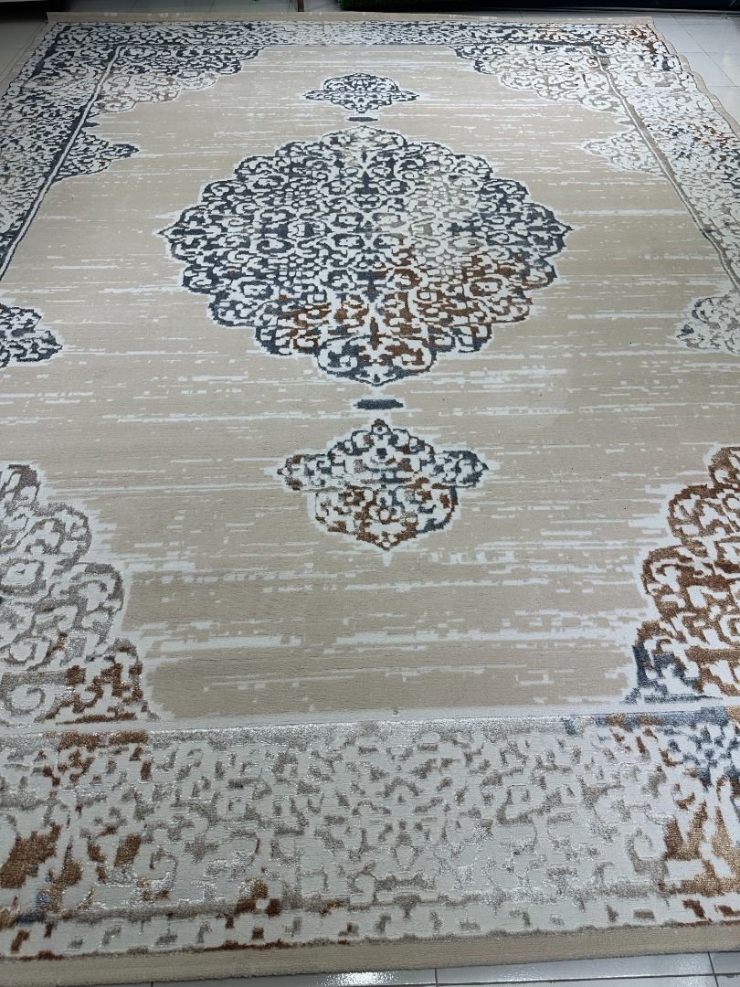 Premium Beige Persian Shiny Carpet – 10×13 ft | Luxury Plush Statement Rug | Elegant Contemporary Living Room Carpet