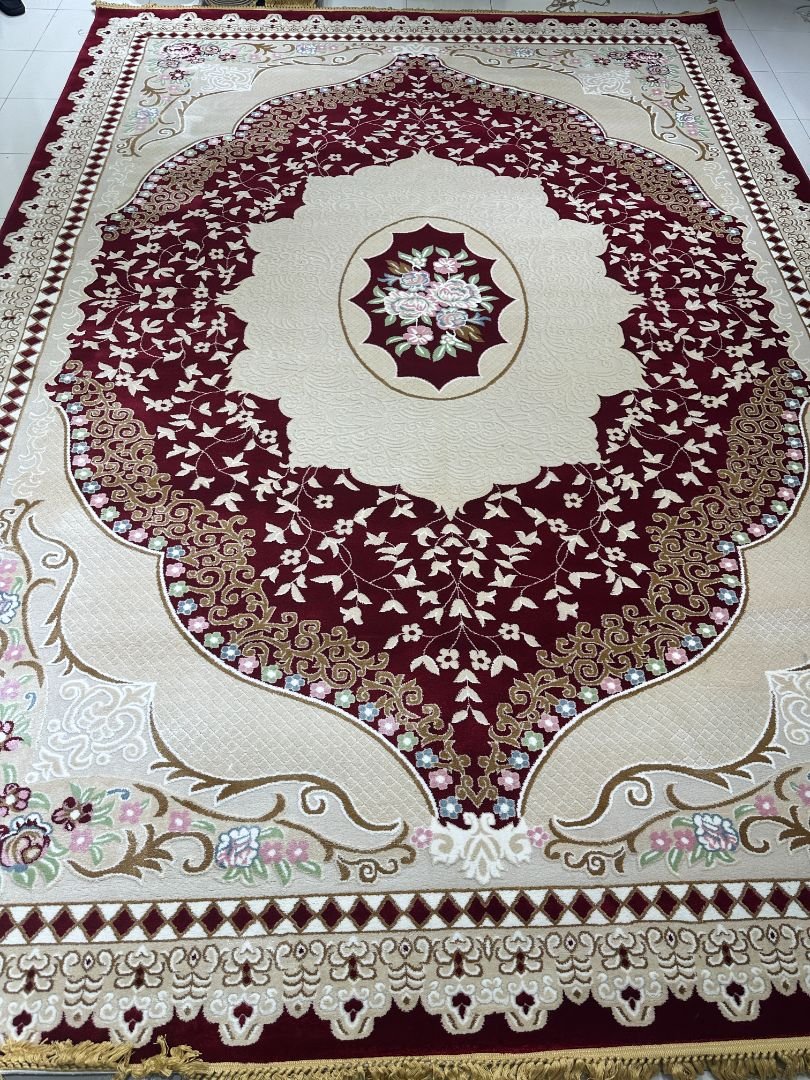 Royal Floral Red Carpet – 10×13 ft | Premium Turkish Style Plush Rug | Elegant Luxury Living Room Carpet