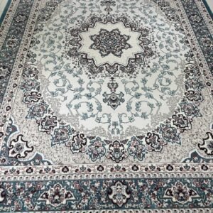 Premium Persian Blue Carpet – 9.5×13 ft | Soft Elegant Traditional Rug | Luxury Turkish Style Carpet for Living Room