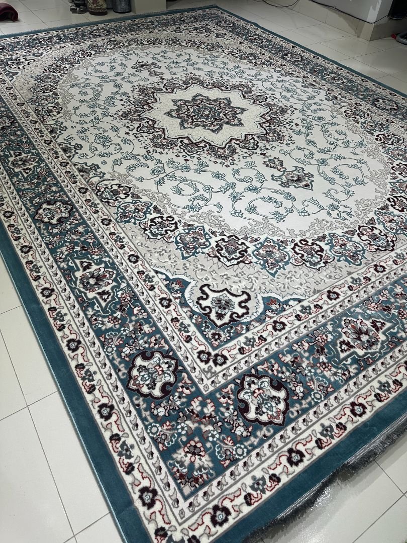 Premium Persian Blue Carpet – 9.5×13 ft | Soft Elegant Traditional Rug | Luxury Turkish Style Carpet for Living Room - Image 4