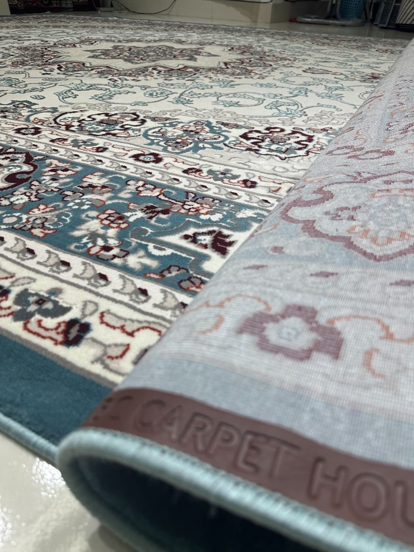 Premium Persian Blue Carpet – 9.5×13 ft | Soft Elegant Traditional Rug | Luxury Turkish Style Carpet for Living Room - Image 5
