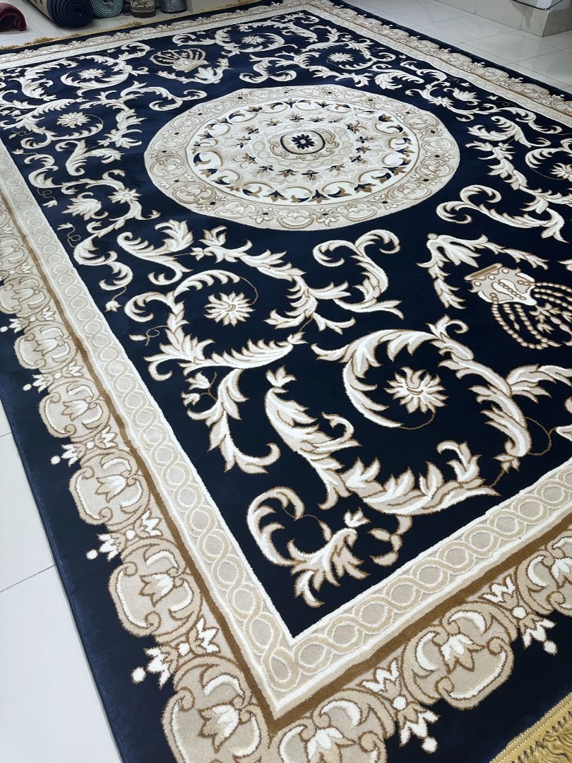 Royal Navy Blue Luxury Carpet – 10×13 ft | Premium Turkish Style Plush Rug | Elegant Statement Carpet for Living Room - Image 2