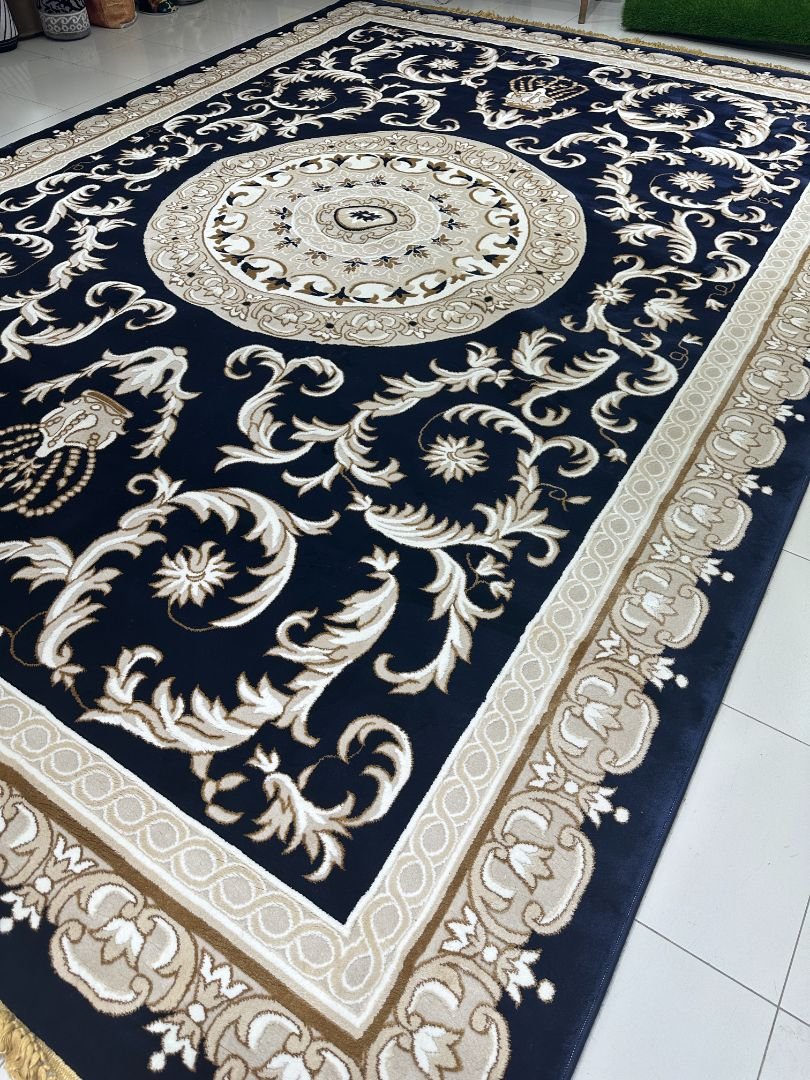 Royal Navy Blue Luxury Carpet – 10×13 ft | Premium Turkish Style Plush Rug | Elegant Statement Carpet for Living Room - Image 3