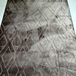 Modern Taupe Diamond Plush Carpet – 4.5×6.5 ft | Velvety Soft Area Rug | Premium Contemporary Living Room & Bedroom Carpet