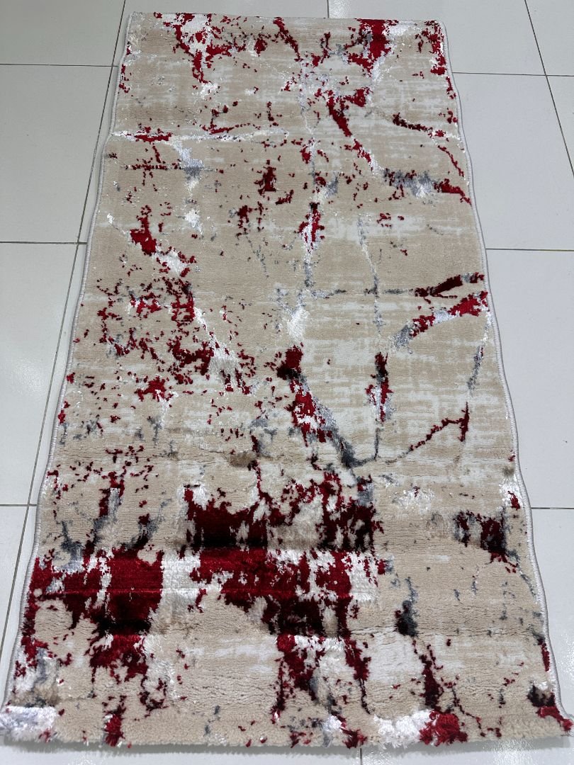 Crimson Drift 3D Shiny Turkish Rug – 2×4 ft