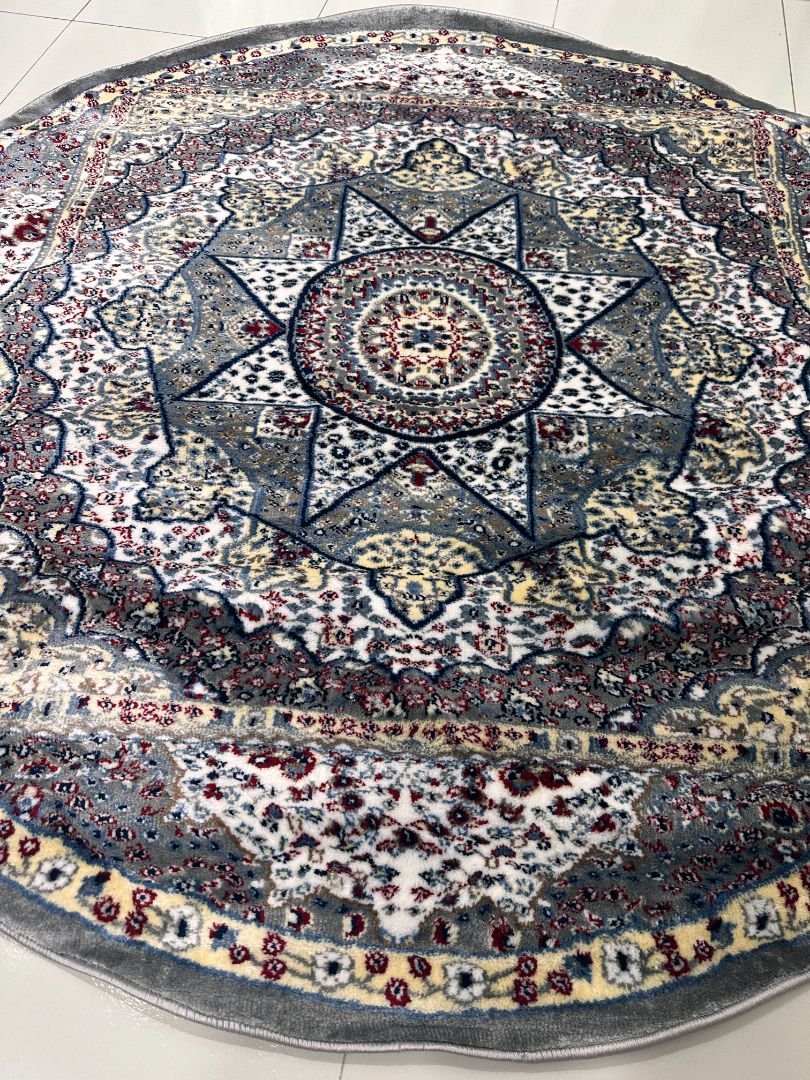 Isfahan Star Silk-Touch Round Turkish Rug – 5×5 ft - Image 3