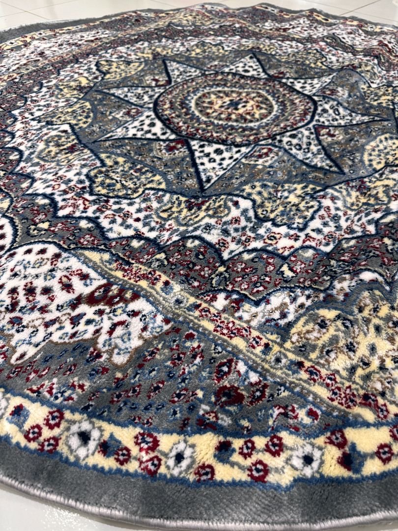 Isfahan Star Silk-Touch Round Turkish Rug – 5×5 ft - Image 4