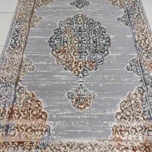 Silver Arabesque 3D Shiny Turkish Rug – 4×6 ft