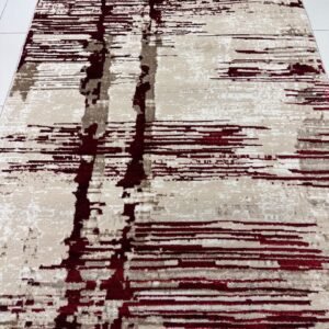 Crimson Strokes 3D Shiny Turkish Rug – 4×6 ft