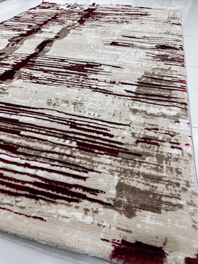 Crimson Strokes 3D Shiny Turkish Rug – 4×6 ft - Image 3