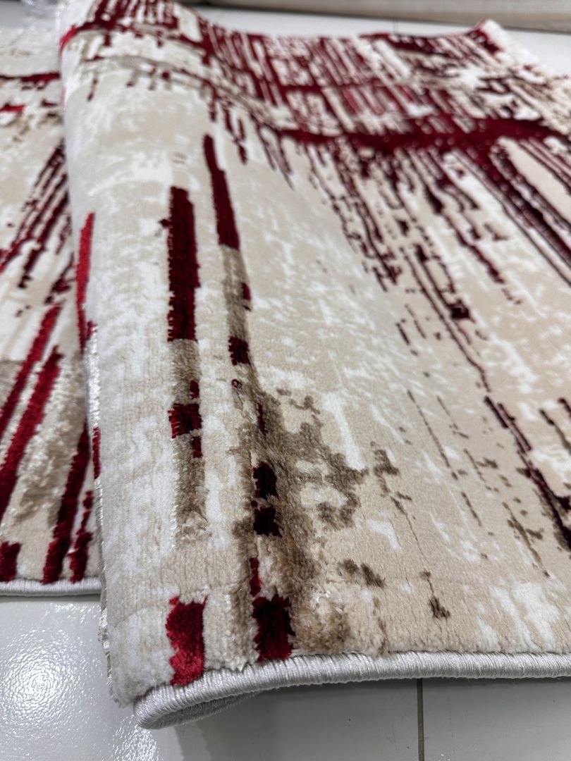 Crimson Strokes 3D Shiny Turkish Rug – 4×6 ft - Image 5