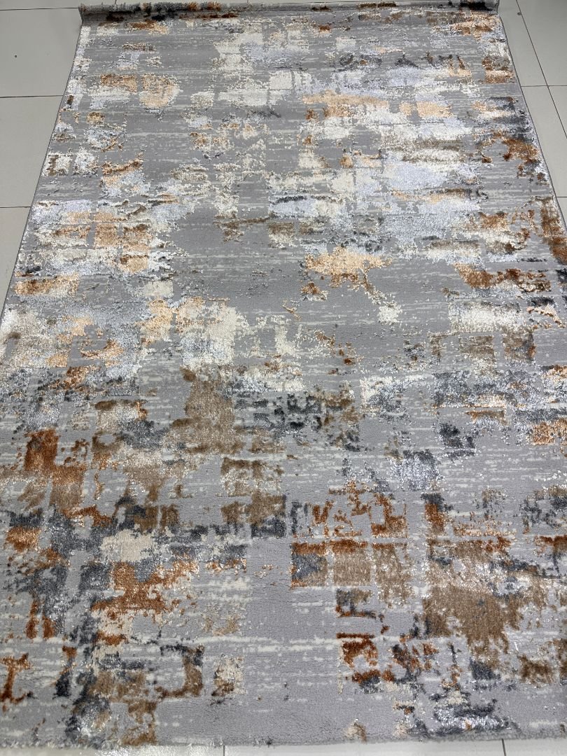 Silver Mosaic 3D Shiny Turkish Rug – 4×6 ft - Image 2