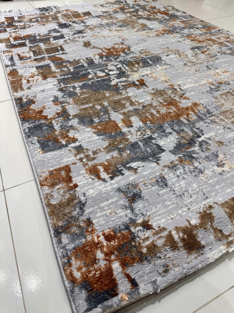 Silver Mosaic 3D Shiny Turkish Rug – 4×6 ft - Image 3